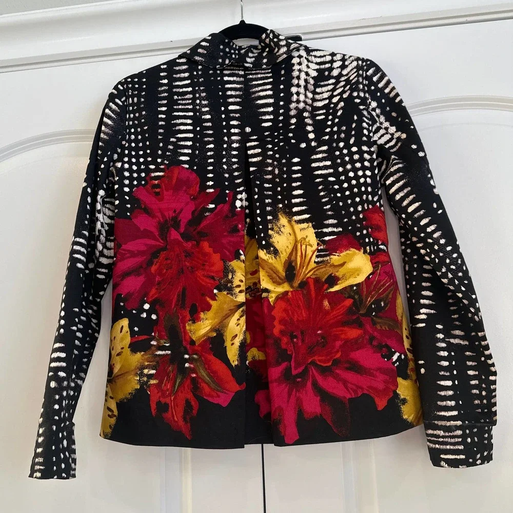 Chico’s Boho, Floral Abstract Button Down Dress Blazer - Picture 4 of 4